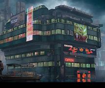 Image result for Cyberpunk Factory Outside Building