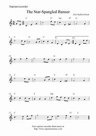 Image result for Star Spangled Banner Recorder Sheet Music