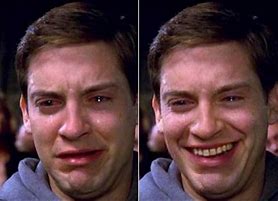 Image result for Peter Parker Crying and Laughing Meme