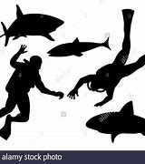 Image result for Diver with Shark Silhouette
