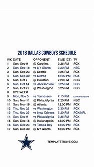 Image result for Dallas Cowboys Schedule 2018