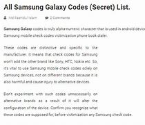 Image result for Samsung Phone Codes List