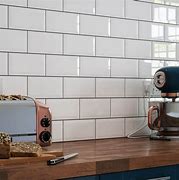 Image result for White Gloss Tiles with Grey Grout