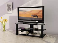Image result for W Black Glass TV Stand 3 Shelves