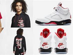 Image result for Jordan 5 Fire Red Clothing