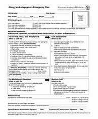 Image result for Food Allergy Action Plan Template
