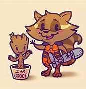 Image result for Funny Cartoons Baby Groot and Rocket