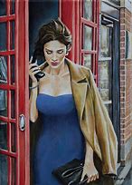 Image result for Person on the Phone Painting