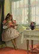 Image result for Girl Reading Book Painting