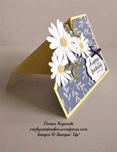 Another Birthday Angle Pop Up Card | Daisy cards, Fancy fold card tutorials, Homemade birthday cards