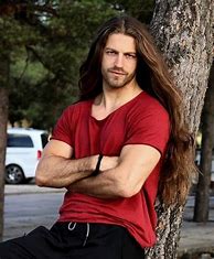 Image result for Long Curly Hair Men