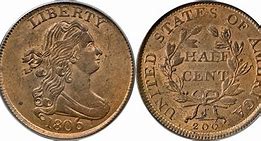 Image result for Draped Bust Half Cent 1800