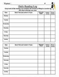 Image result for Reading Log Primary Grade Printable