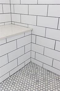Image result for Large White Tiles Grey Grout Bathroom