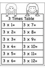 Image result for 3 Times Table Worksheet Visual