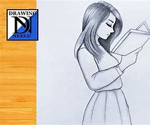 Image result for A Girl Reading a Book Drawing
