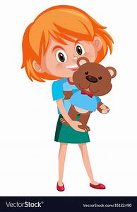 Image result for Girl Holding Teddy Cartoon