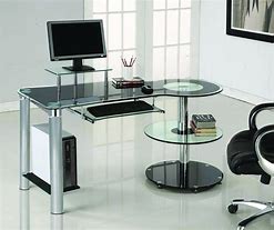 Image result for Black Glass Computer Desk