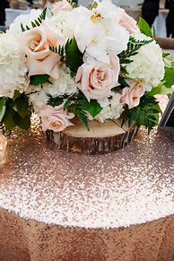 Image result for Rose Gold Tablecloth with Red Roses in Vase