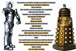 Image result for Doctor Who Daleks vs Cybermen