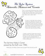 Image result for Comet Asteroid Meteor Worksheet Answers