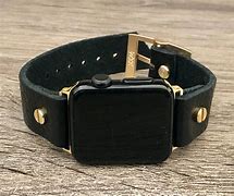 Image result for Pebbled Leather Apple Watch Band Black and Gold