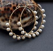 Image result for Pearl and Gold Hoops
