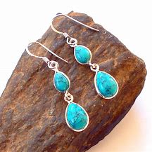 Image result for Elabrate Silver Turquoise Earrings
