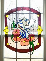Image result for Stained Glass Unicorn Head