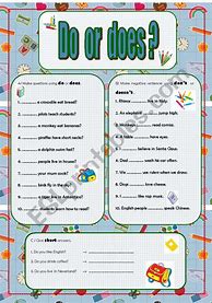 Image result for Preschool Beginner ESL Kids Do or Does Worksheet