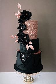 Image result for Rose Gold and Black Wedding Cake