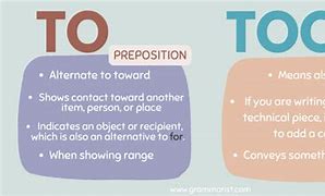 Image result for To and Too Meaning