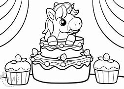 Image result for Cute Unicorn Birthday Cake Coloring Page