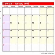 Image result for January 1993 Calendar