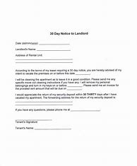 Image result for 30 Day Notice to Landlord Template