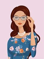 Image result for Cartoon Girl with Glasses