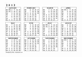 Image result for Full Year Calendar 2012