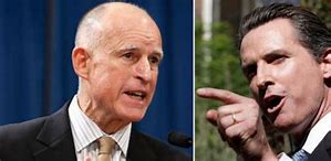 Image result for Jerry Brown Gavin Newsom