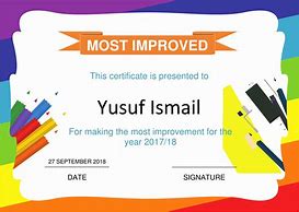 Image result for Most Improved Award Certificate