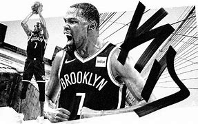 Image result for White and Black Drawings of Kevin Durant in Brooklyn Nets Jersey