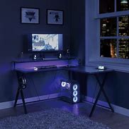 Image result for L-shaped Gaming Desk LED Lights