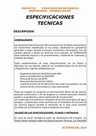 Image result for Ejemplo De Especificaciones Técnicas