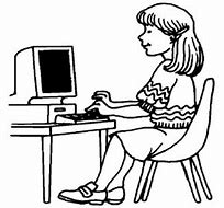 Image result for Working On Computer Clip Art Black and White