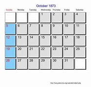 Image result for Oct 1873 Calendar