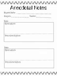 Image result for Anedotal Note Template