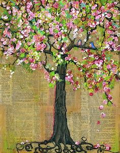 Blossoms Tree of Life and Knowledge   Painting by Blenda Studio