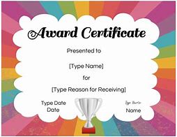 Image result for Free Award Certificate Template for Kids