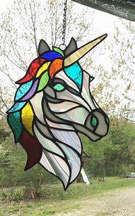 Image result for Stained Glass Unicorn Head