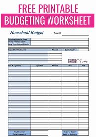 Image result for Budget Worksheet