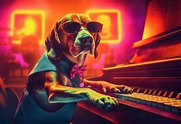 Image result for Dog Playing Piano Art